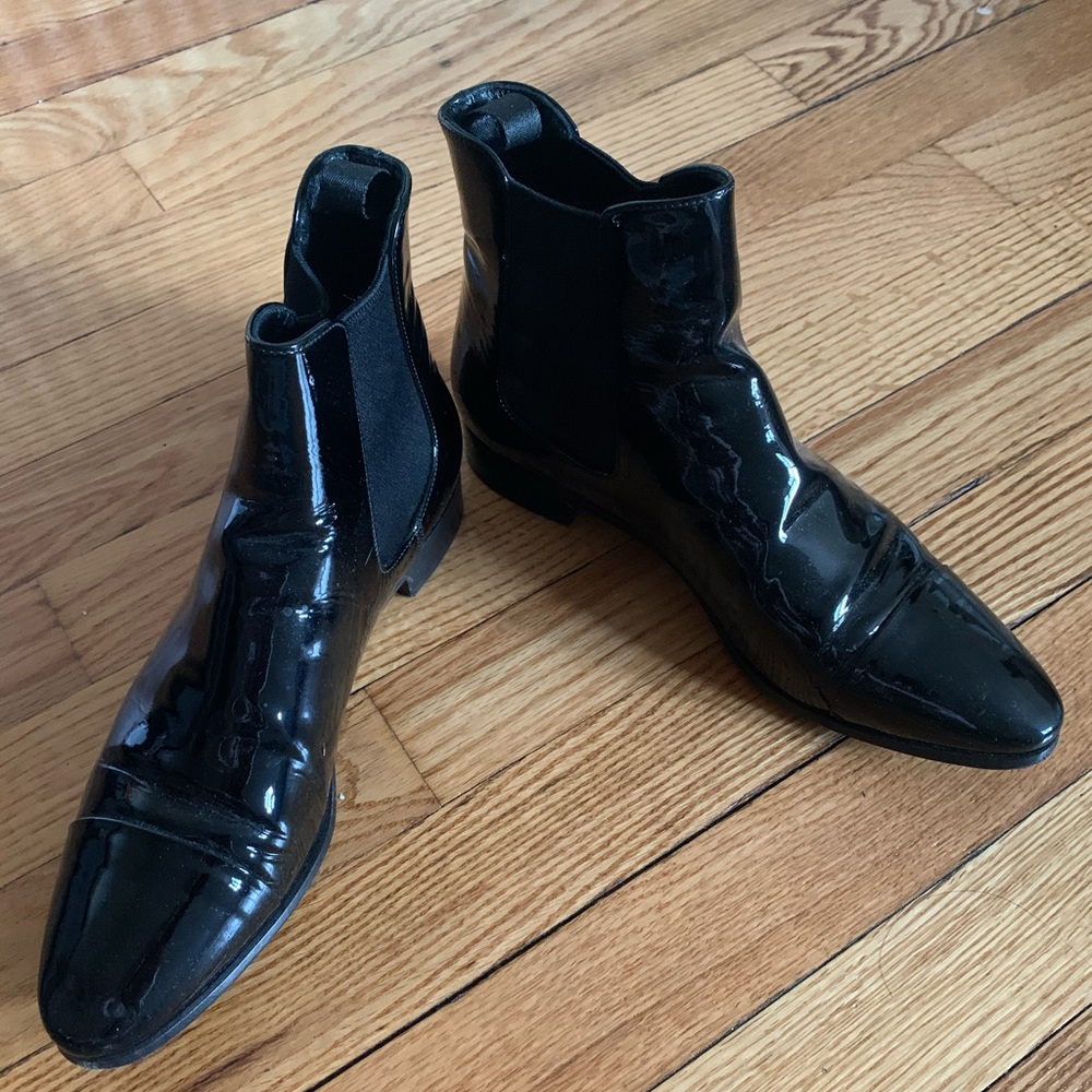 Prada patent leather Chelsea boots black